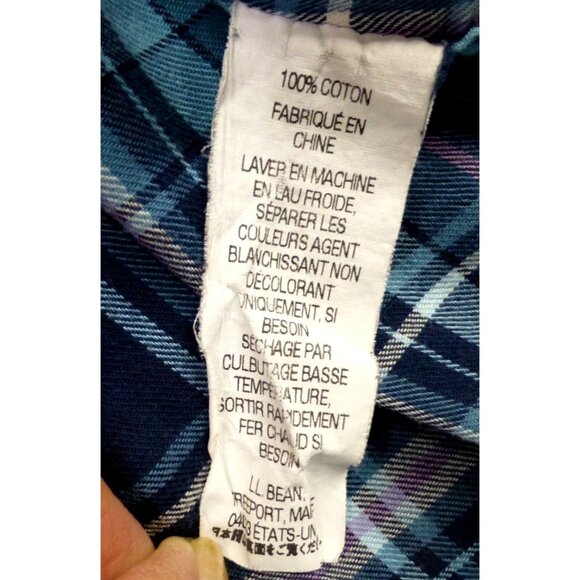 L.L.Bean Mens Plaid Long-Sleeve Button-Up Shirt L Regular Blue/Purple 100% Cotto - Picture 8 of 9